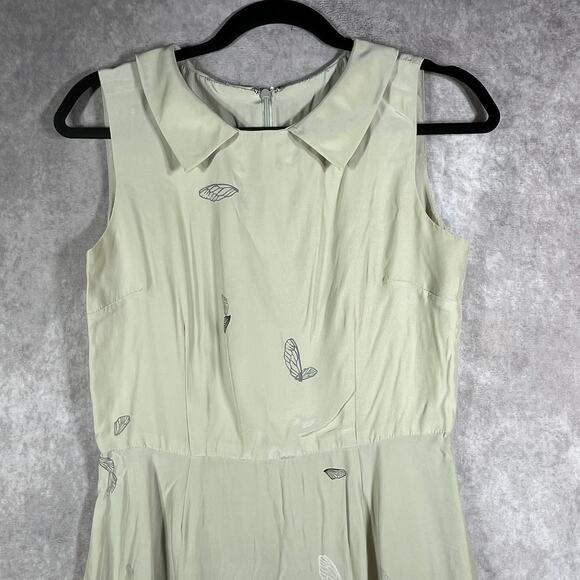 Alexandra Grecco Dress Womens 6 Green Silk Butterfly Print Fit & Flare fairy - Picture 2 of 9